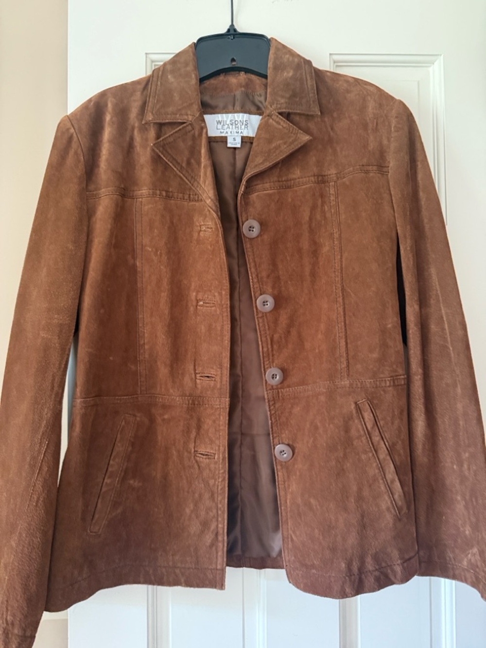 Leather Brown Suede Button-Front Jacket